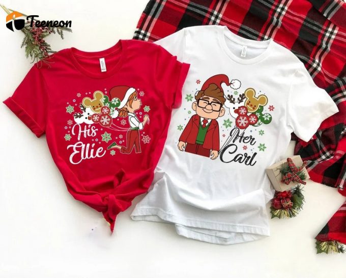 Spread Christmas Cheer With Carl And Ellie Holiday Shirt – Festive Design For Disney Lovers