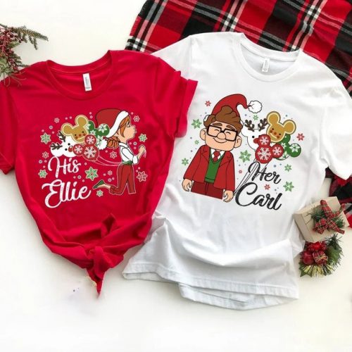 Spread Christmas Cheer with Carl and Ellie Holiday Shirt – Festive Design for Disney Lovers