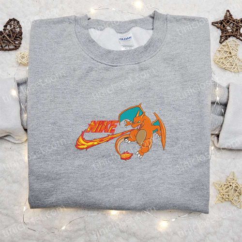 Charizard x Nike Anime Hoodie & Pokemon Shirt: B Gift for Men Women Family Gift Ideas Embroidered Collection