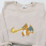 Charizard x Swoosh Anime Embroidered Hoodie – Cool Anime Clothing Perfect Family Gift Idea