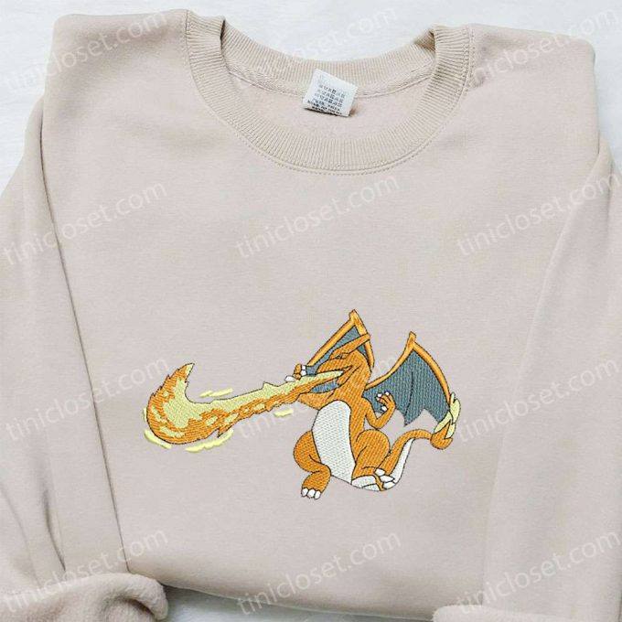 Charizard X Swoosh Anime Embroidered Hoodie – Cool Anime Clothing Perfect Family Gift Idea