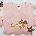 Charizard x Swoosh Anime Embroidered Hoodie – Cool Anime Clothing Perfect Family Gift Idea