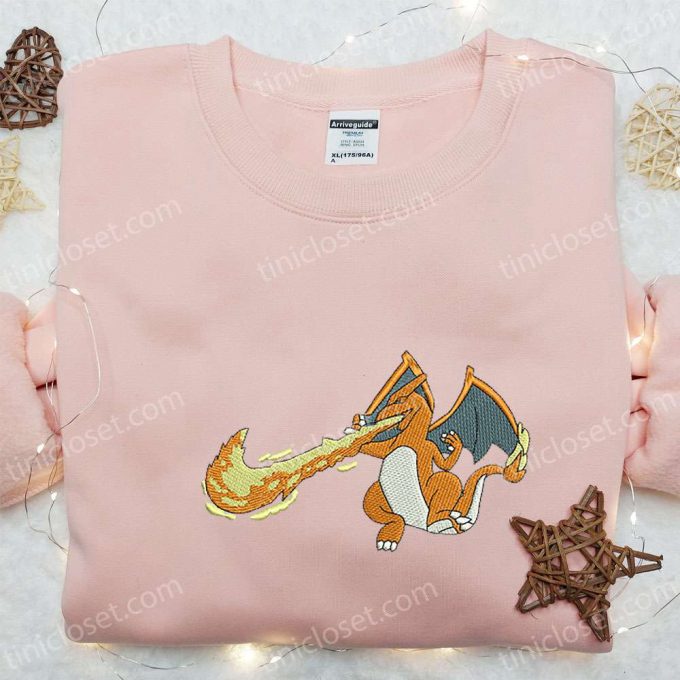 Charizard X Swoosh Anime Embroidered Hoodie – Cool Anime Clothing Perfect Family Gift Idea