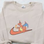 Charizard x Swoosh Anime Sweatshirt: Nike Inspired Embroidered Hoodie B Gift for Men Women Birthday Gifts for Family