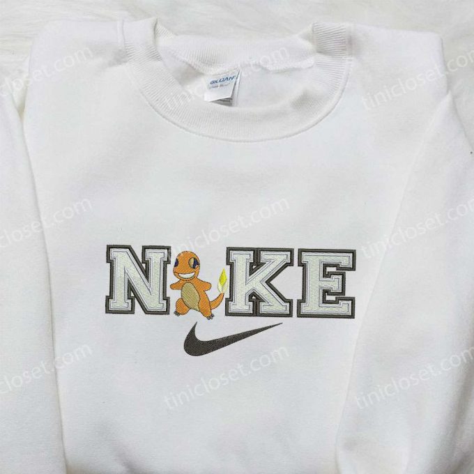 Charmander X Nike Swoosh Embroidered Shirt – Pokemon &Amp; Custom Nike Tee