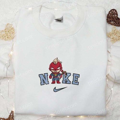 Chibi Captain America x Nike Christmas Embroidered Sweatshirt & Shirt: B Gift for Men Women Gift Ideas