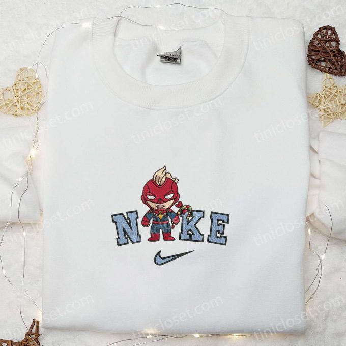 Chibi Captain America X Nike Christmas Embroidered Sweatshirt &Amp; Shirt: B Gift For Men Women Gift Ideas