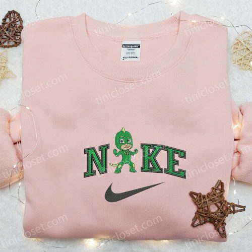 Chibi Gekko x Nike Cartoon Embroidered Shirt – PJ Masks & Nike Inspired D Gift for Men Women