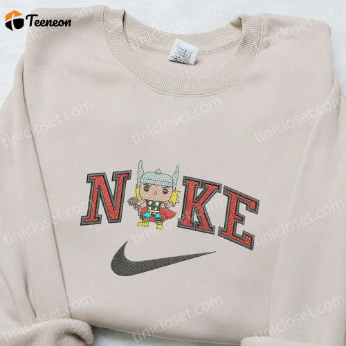 Chibi Thor x Nike Movie Embroidered Hoodie – Marvel Universe Gift Idea for Family