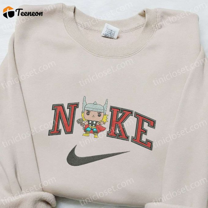 Chibi Thor X Nike Movie Embroidered Hoodie – Marvel Universe Gift Idea For Family