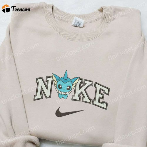 Chibi Vaporeon x Nike Anime Embroidered Hoodie – B Gift for Men Women Pokemon Birthday Gift Ideas