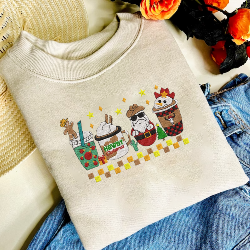 Cozy up this Christmas with our Festive Coffee Embroidered Sweatshirt