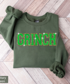 Get Festive with our Christmas Grinch Chenille Patch Printed Shirt – Perfect for Holiday Cheer!