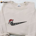 Christmas Hat x Swoosh Embroidered Shirt Hoodie & Custom Nike T-Shirt – F Gift for Men Women Holiday Apparel