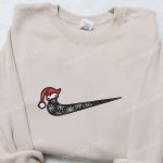 Christmas Hat x Swoosh Embroidered Shirt Hoodie & Custom Nike T-Shirt – F Gift for Men Women Holiday Apparel