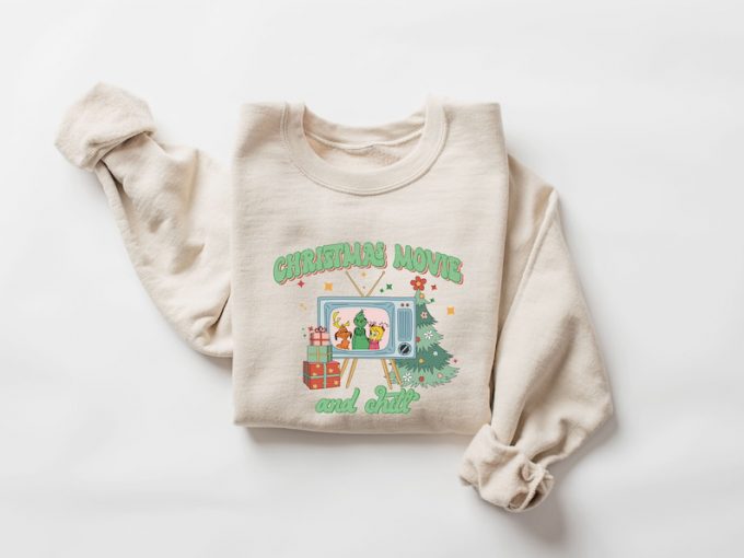 Cozy Up This Holiday Season With Our Christmas Movie And Chill Sweatshirt – The Perfect Attire For Festive Movie Nights! 🎄❄️