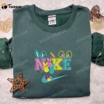 Colorful Cute Bunny x Nike Swoosh Shirt & Hoodie: B Gift for Men Women Family Gifts – Nike Inspired Embroidery