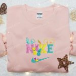 Colorful Cute Bunny x Nike Swoosh Shirt & Hoodie: B Gift for Men Women Family Gifts – Nike Inspired Embroidery