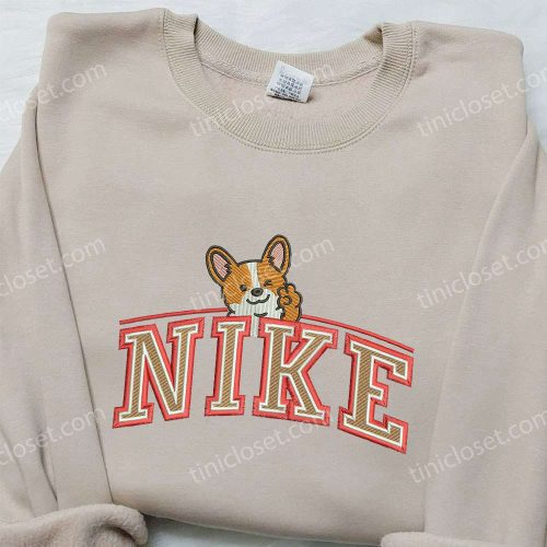 Corgi Dog x Nike Embroidered Shirt – Animal & Custom Nike Apparel for Pet Lovers