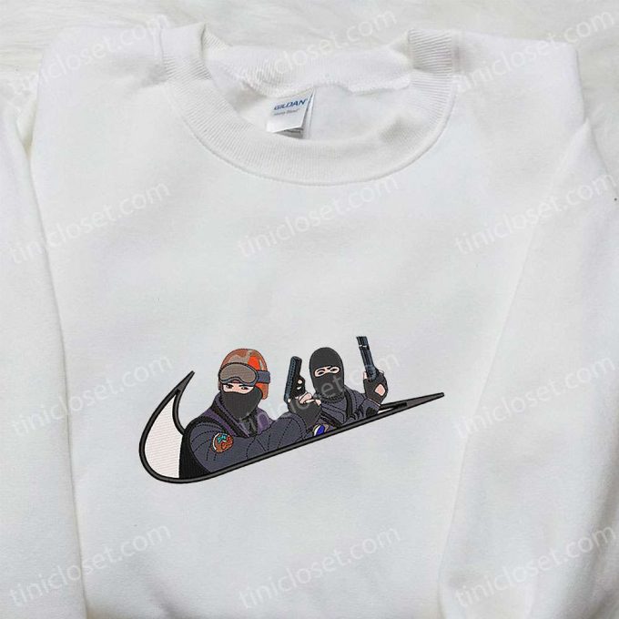 Counter Strike X Swoosh Game Hoodie: Nike Inspired Embroidered Shirt Perfect Family Gift