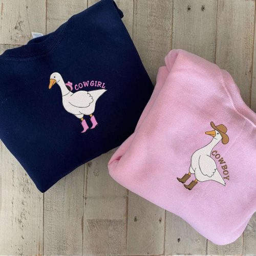 Cowgirl Silly Goose & Retro Cowboy Sweatshirt: Unique Duck Shirt Perfect Gift for Men & Women