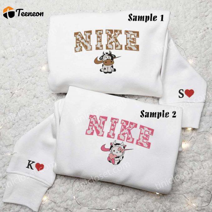 Cute Cow Hello Kitty Embroidered Couples Shirts – Adorable Matching Tops For Couples Perfect Gift Idea!