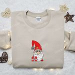 Cute Gnome Embroidered T-Shirt: Perfect Christmas Gift for Family – B Gift for Men Women Christmas Gift Ideas