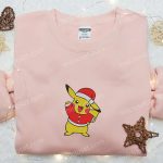 Cute Pikachu Christmas Embroidered T-Shirt: Perfect Pokemon Gift Idea for F Gift for Men Women Season!