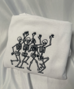 Spooktacular Dancing Skeletons Embroidered Crewneck T-Shirt & Sweatshirt – Men & Women