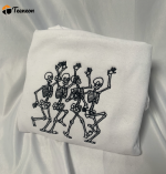 Spooktacular Dancing Skeletons Embroidered Crewneck T-Shirt & Sweatshirt – Men & Women