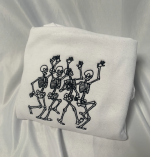 Spooktacular Dancing Skeletons Embroidered Crewneck T-Shirt & Sweatshirt – Men & Women