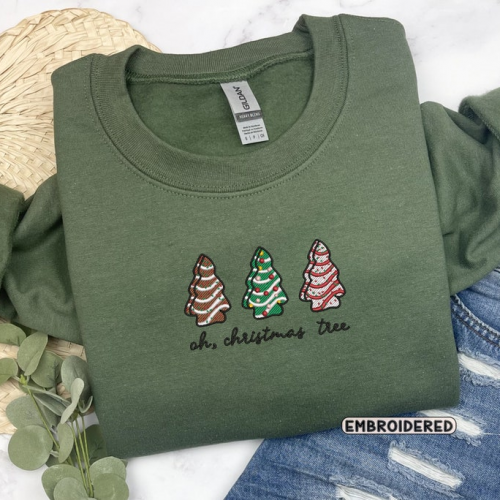 Stylish Debbie Cake Embroidered Christmas Shirt: Festive Apparel with Unique Designs