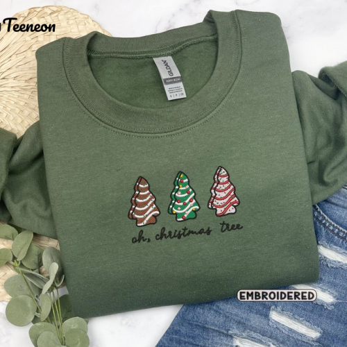 Stylish Debbie Cake Embroidered Christmas Shirt: Festive Apparel with Unique Designs