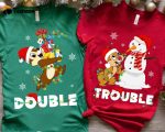 Get Festive with Disney Couple Chip N Dale Double Trouble Christmas Light T-Shirt!