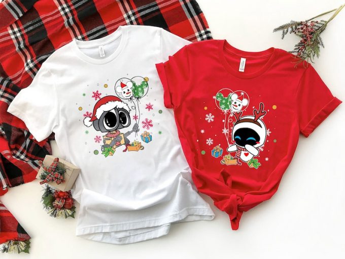 Magical Disney Wall-E Eve Christmas Shirt For Couples – Festive &Amp; Adorable Design!