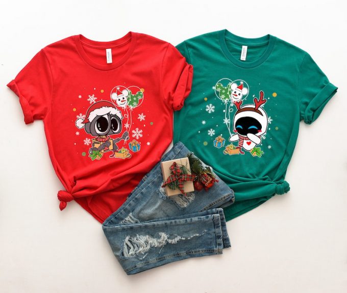 Magical Disney Couple Wall-E Eve Christmas Shirt – Celebrate The Holidays With Adorable Festive Attire!