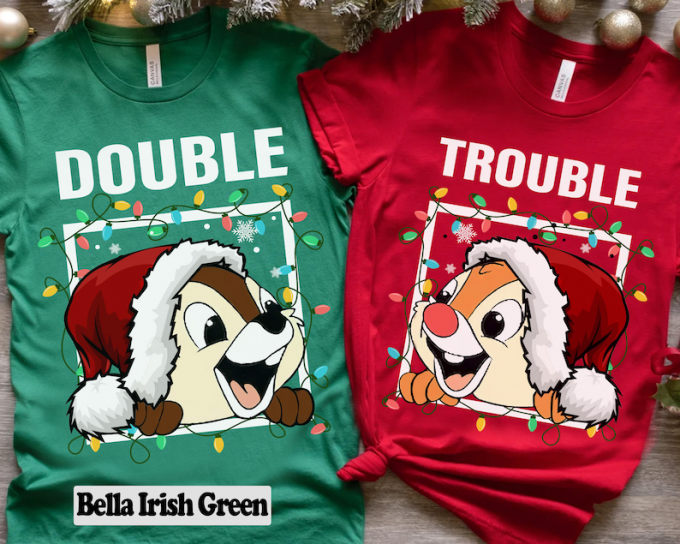 Get Festive With Disney Couples Chip N Dale Double Trouble Christmas Light T-Shirt