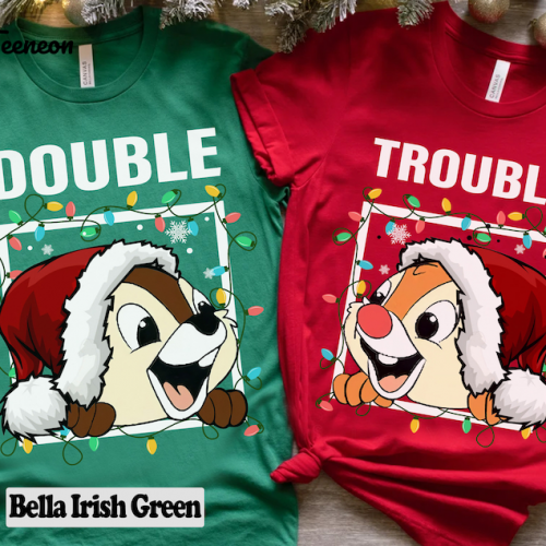 Double Trouble Christmas Light T-Shirt – Disney Couples Chip n Dale: Festive Fun for the Holidays!