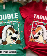 Double Trouble Christmas Light T-Shirt – Disney Couples Chip n Dale: Festive Fun for the Holidays!