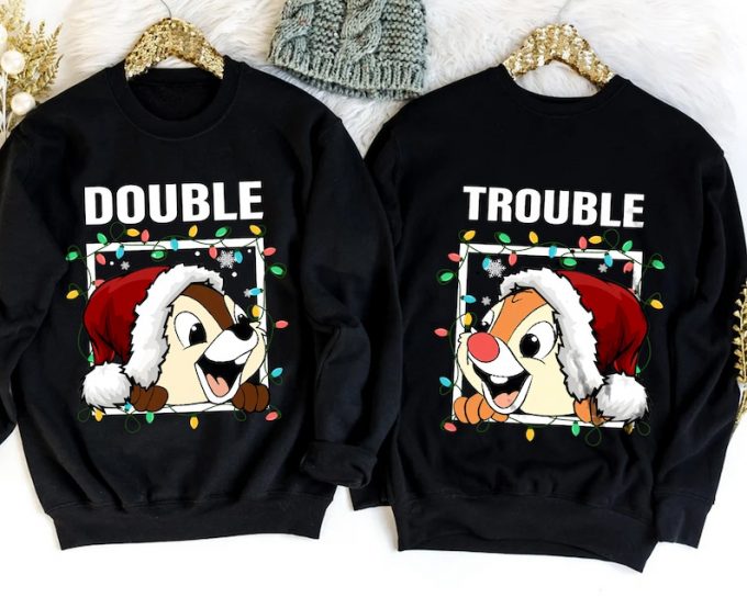 Double Trouble Christmas Light T-Shirt – Disney Couples Chip N Dale: Festive Fun For The Holidays!