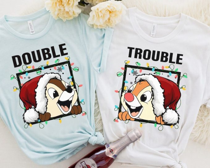 Get Festive With Disney Couples Chip N Dale Double Trouble Christmas Light T-Shirt