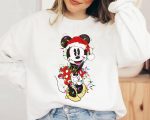 Spread Holiday Cheer with Disney Couples Mickey and Minnie Mouse Christmas Lights T-Shirt