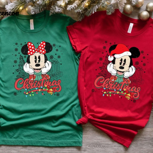 Magical Disney Couples Mickey & Minnie Christmas Lights T-Shirt – Festive Holiday Wear