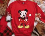 Spread Holiday Cheer with Disney Couples Mickey and Minnie Mouse Christmas Lights T-Shirt