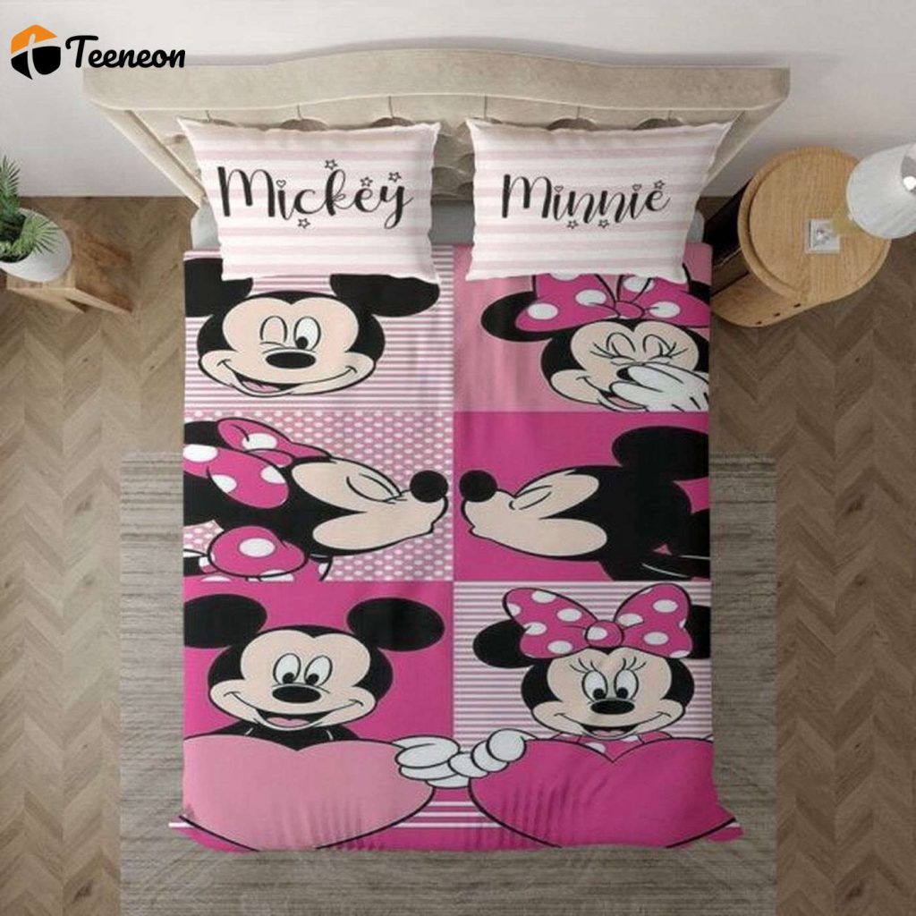 Disney Mickey &Amp; Minnie Pink Lover Set: Mickey Mouse Fan Gift Duvet Quilt Bedding 1153