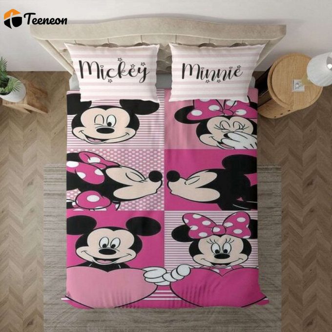 Disney Mickey &Amp;Amp; Minnie Pink Lover Set: Mickey Mouse Fan Gift Duvet Quilt Bedding 1153