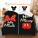 Disney Mickey His Queen Her King Duvet Bedding Set – Minnie Mickey Mouse – 2 Quilt Set