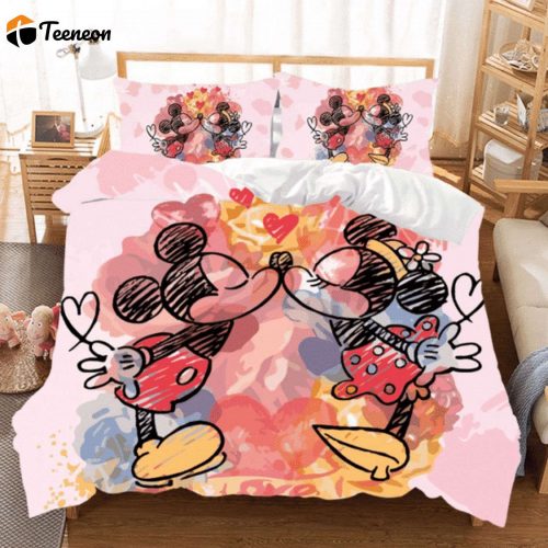 Disney Mickey Kiss Minnie Duvet Quilt Bedding Set – No204 798