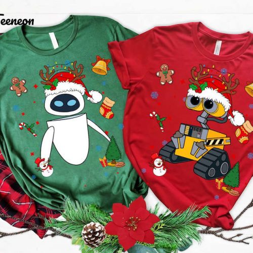 Magical Disney Wall-E and Eve Christmas Costume Shirt – Festive Holiday Attire for Disney Fans!