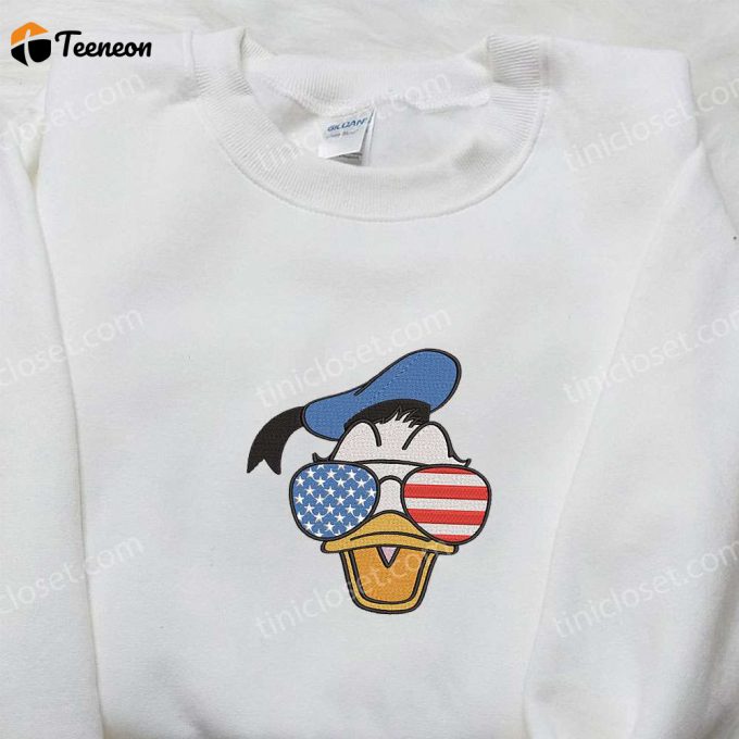 Disney Donald Duck Embroidered Shirt With American Glasses – Perfect National Day Gift